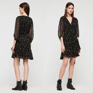 Allsaints Jade Aster Floral Wrap Dress size Small
